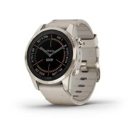 Смарт-часы Garmin fenix 7S Pro Sapphire Solar Edition нежно-золотистые с кожаным ремешком цвета известняка