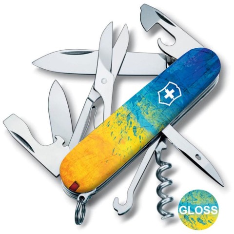 Ніж Victorinox Climber Ukraine 91мм,14функ ,Жовто-синій малюнок