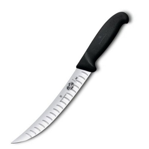 Кухонний ніж Victorinox Fibrox Butcher лезо 20см вузьке ріфл. з чорн. ручкою