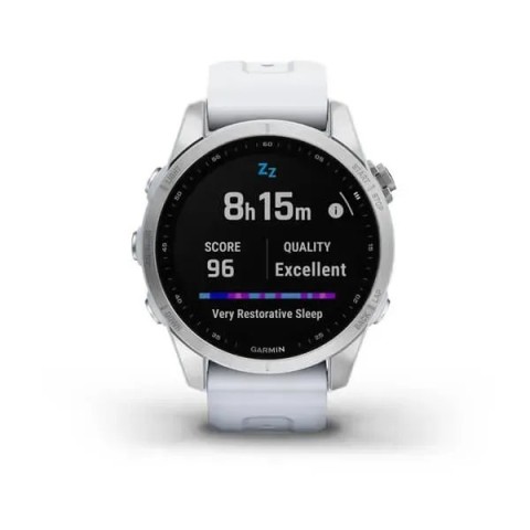 Смарт-годинник Garmin fenix 7S сріблястий з ремінцем кольору білого каменю