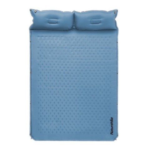 Матрац туристичний із подушкою, самонадувний двомісний Naturehike CNH22DZ013, 196x132x3 см, блакитний