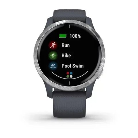 Смарт-годинник Garmin Venu синій граніт зі сріблястим безелем