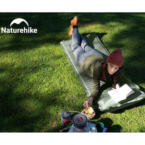 Матрац з подушкою ортопедичний одномісний  Naturehike CNK2450WS020, самонадувний, 200х63х10 см, темно-зелений