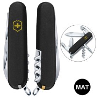 Ніж Victorinox Spartan Mat 91мм,12функ,чорн.мат,штоп,жовт.лого