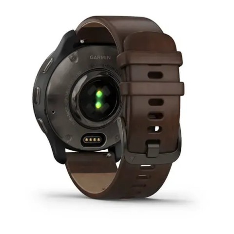 Смарт-годинник Garmin Venu 2 Plus графітовий з коричневим шкіряним ремінцем