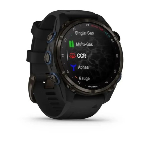 Смарт-годинник Garmin Descent Mk3i (43 мм) карбоново-сірий DLC титановий з чорним силіконовим ремінцем