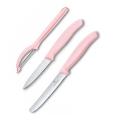 Набір кухонний Victorinox SwissClassic Paring Set 3шт з рож. ручкою (2 ножа, овощечистка Universal) у подар.упак.