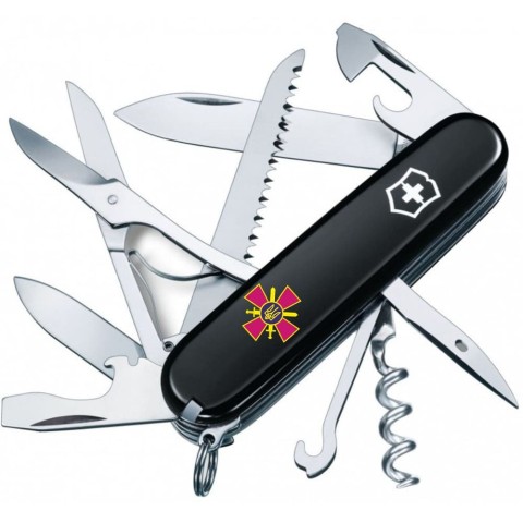 HUNTSMAN ARMY  91мм/15функ/черн /штоп/ножн/пила/крюк /Эмблема СВ ВСУ