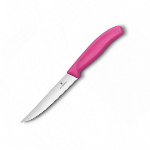 Кухонний ніж Victorinox SwissClassic Steak&Pizza лезо 12см хвил. з рож. ручкою