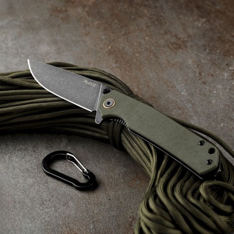 Ніж складаний туристичний Ruike P801-G, (8.6 см) 14C28N / G10 оливковий