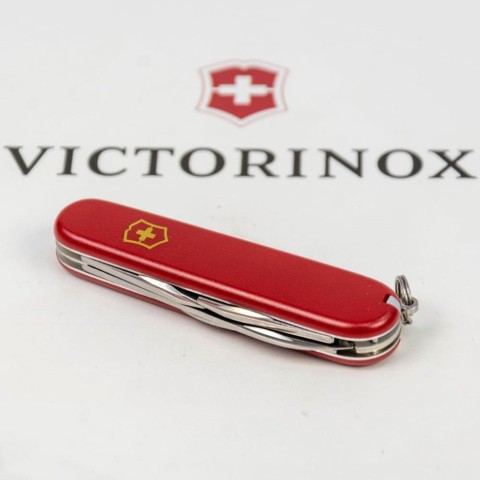 Ніж Victorinox Spartan Mat 91мм,12функ,черв.мат,штоп,жовт.лого