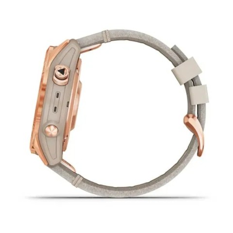 Смарт-годинник Garmin fenix 7S Sapphire Solar рожево-золотистий титановий зі шкіряним ремінцем кольору вапняка