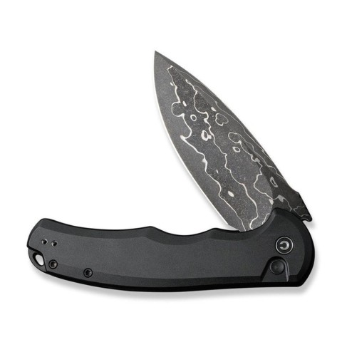 Ніж складаний туристичний Civivi Praxis,  (9.5 см) Damascus / Aluminum чорний