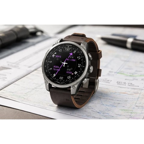 Авіаційний годинник Garmin D2 Mach 2 Titanium 47мм з Oxford Brown із коричневим шкіряним ремінцем 010-02904-31