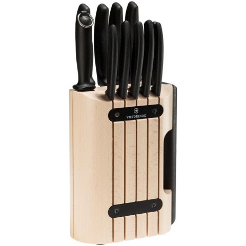 Набір кухонний Victorinox SwissClassic Cutlery Block 11шт з чорн. ручкою з підставкою (9 ножів,точило,овочечистка)