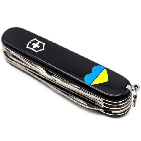 Ніж Victorinox Huntsman Ukraine 91мм,15функ,чорн ,Серце синьо-жовте