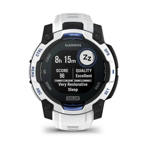 Смарт-годинник Garmin Instinct 3 (45 мм) Solar білий камінь/білий/синя блискавка