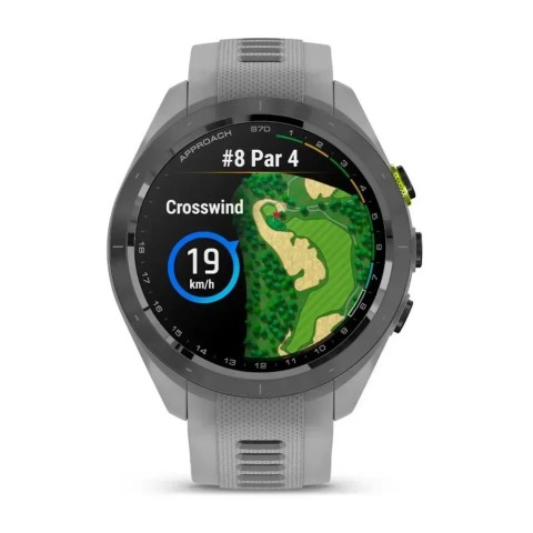 Смарт-годинник Garmin Approach S70 (42 мм) з чорним керамічним безелем та сірим ремінцем