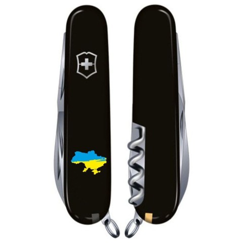 Ніж Victorinox Spartan Ukraine 91мм,12функ,чорн ,Мапа України син-жовт.
