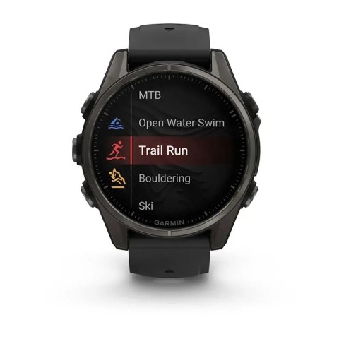 Смарт-часы Garmin fenix 8 AMOLED (43 мм) Sapphire карбоново-серый DLC титан черный/гравийно-серый