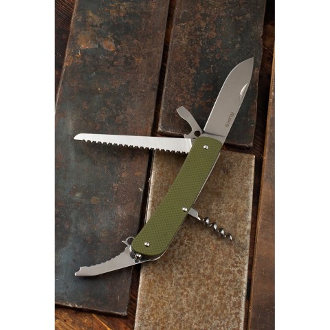 Багатофункціональний ніж Ruike Criterion L32, (8.5 см) 12C27 / G10 зелений, 13 інстр.