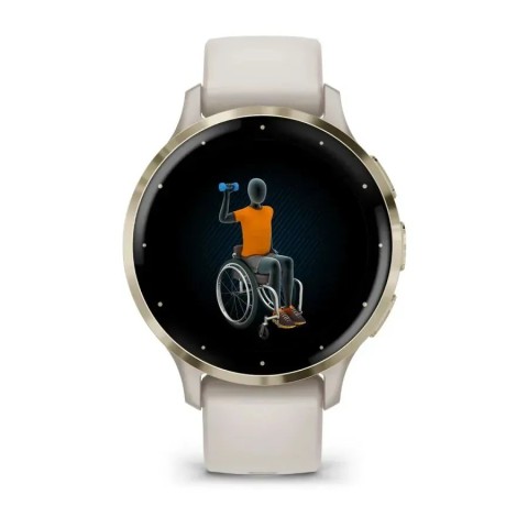 Смарт-часы Garmin Venu 3s айвори с золотистым стальным безелем и силиконовым ремешком