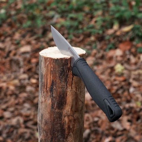 Ніж фіксований туристичний Ganzo G807 (8.8 см) 9CR14 / PP+TPR чорний з чохлом
