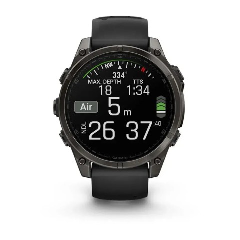 Смарт-годинник Garmin fenix 8 AMOLED (47 мм) Sapphire карбоново-сірий DLC титан чорний/гравійно-сірий
