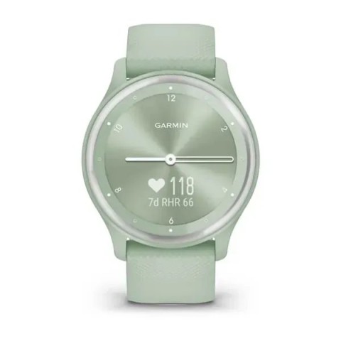 Смарт-часы Garmin vivomove Sport цвета ментола с силиконовым ремешком и серебристыми вставками