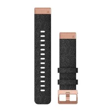 Ремінці для годинника Garmin QuickFit 20 нейлонові, чорні з рожево-золотистою фурнітурою