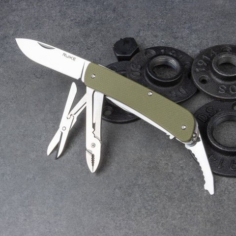 Багатофункціональний ніж Ruike Criterion L42, (8.5 см) 12C27 / G10 зелений, 19 інстр.