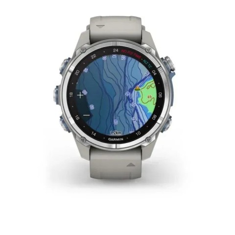 Смарт-годинник Garmin Descent Mk3 (43 мм) із нержавіючої сталі з силіконовим туманно-сірим ремінцем
