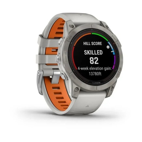 Смарт-годинник Garmin fenix 7 Pro Sapphire Solar Edition титановий з туманно-сірим/темно-помаранчевим ремінцем