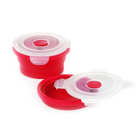 Ланчбокс складаний з кришкою-засувкою круглий червоний СИЛА (400 мл)