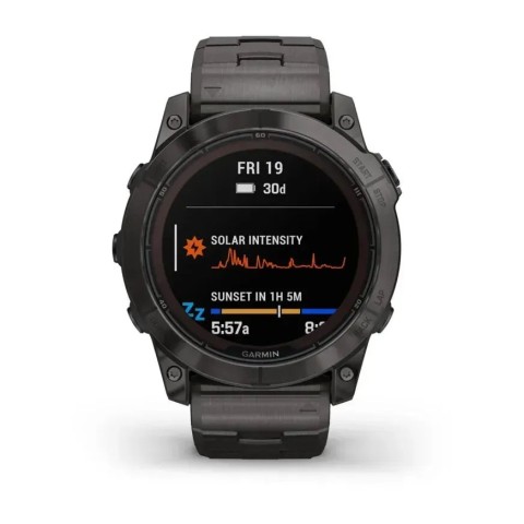 Смарт-годинник Garmin fenix 7X Pro Sapphire Solar Edition карбоново-сірий титановий DLC з титановим вентильованим браслетом