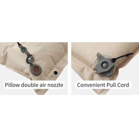 Матрац туристичний із подушкою, самонадувний одномісний Naturehike CNK2550WS025, вологостійкий, 200х65х6 см, бежевий