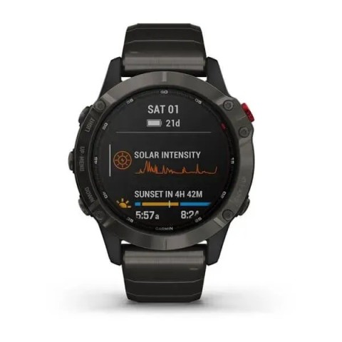 Смарт-часы Garmin fenix 6 Pro Solar Edition титановые углеродно-серые DLC с титановым DLC ремешком