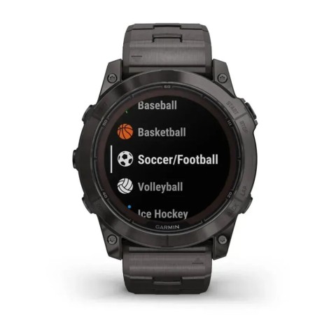 Смарт-годинник Garmin fenix 7X Pro Sapphire Solar Edition карбоново-сірий титановий DLC з титановим вентильованим браслетом