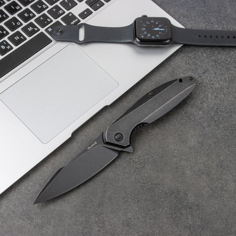 Ніж складаний туристичний Ruike P128-SB, (9.3 см) 14C28N / 3cr14n чорний