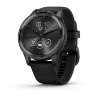 Смарт-годинник Garmin vivomove Trend із грифельним сталевим безелем, чорними корпусом та ремінцем