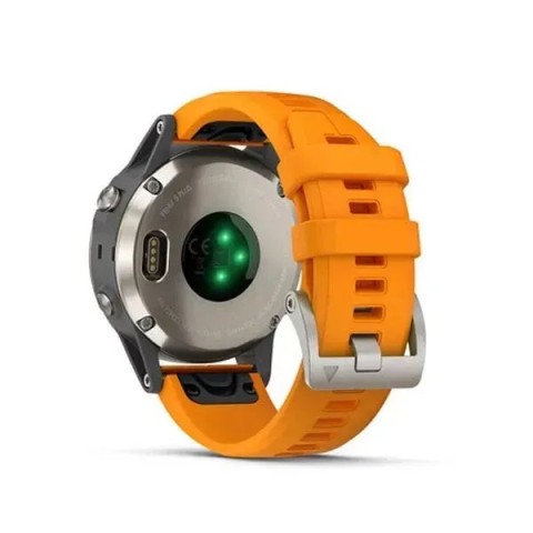 Смарт-годинник Garmin fenix 5 Plus Sapphire титановий з помаранчевим ремінцем