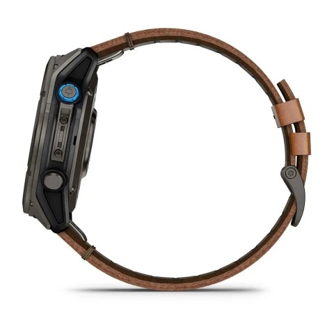 Смарт-годинник Garmin D2 Mach 2 Pro карбоново-сірий DLC титановий з каштановим шкіряним ремінцем