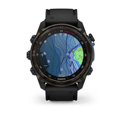 Смарт-годинник Garmin Descent Mk3i (51 мм) карбоново-сірий DLC титановий з чорним силіконовим ремінцем