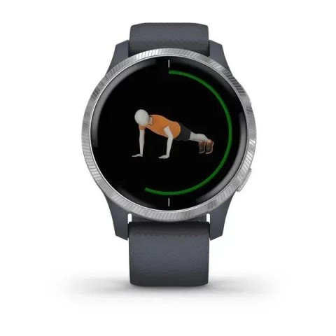 Смарт-годинник Garmin Venu синій граніт зі сріблястим безелем