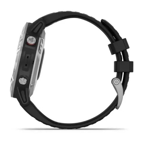 Смарт-часы Garmin fenix 6 серебристые с черным ремешком