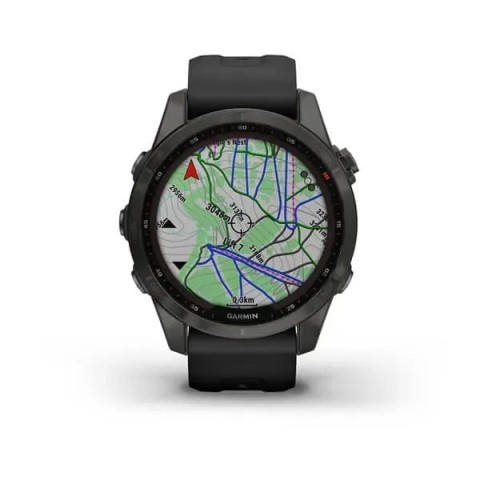 Смарт-годинник Garmin fenix 7S Sapphire Solar карбоново-сірий титановий DLC з чорним ремінцем