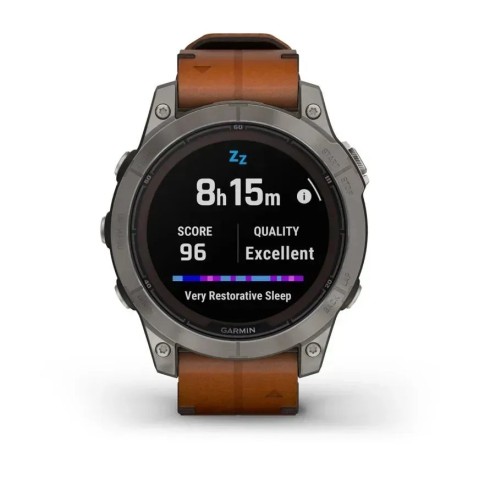 Смарт-годинник Garmin fenix 7 Pro Sapphire Solar Edition титановий з каштановим шкіряним ремінцем