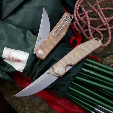 Нож GiantMouse ACE Clyde - Natural Canvas and Brass