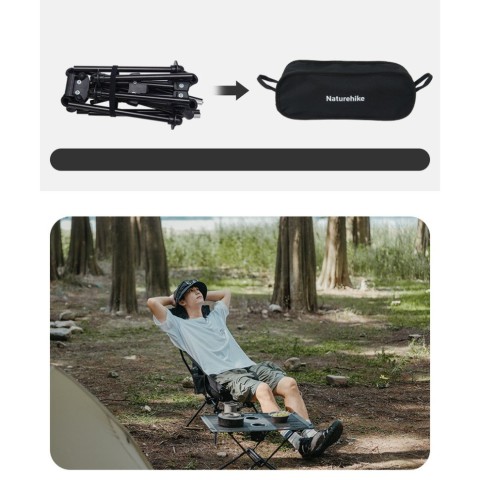 Крісло складане Naturehike Clamshell 001 Triangle Folding Moon Chair, чорний