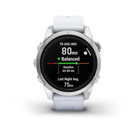 Смарт-годинник Garmin epix Pro Gen 2 Standard Edition (42мм) сріблястий з ремінцем кольору білого каменю